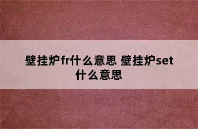 壁挂炉fr什么意思 壁挂炉set什么意思